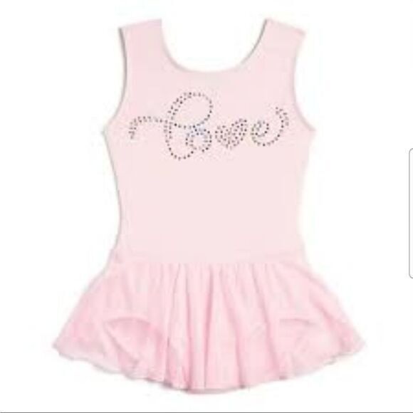 Jaques Moret Ballet Leotard Dress with Love in Rhinestones XS‎ Pink - Picture 1 of 2